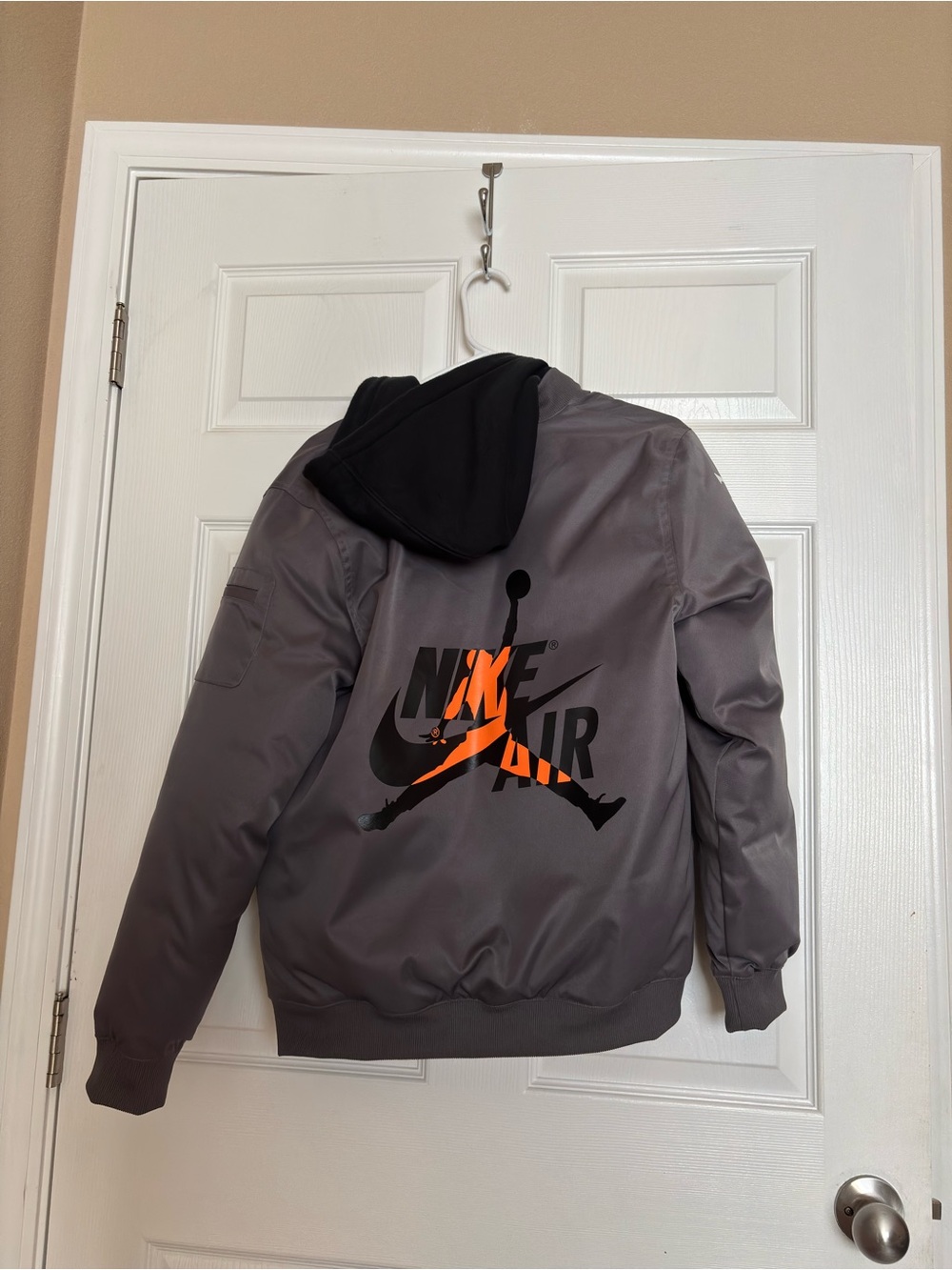Jordan Gray Bomber Jacket with Orange Lining - Picture 3 of 5